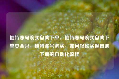推特账号购买自助下单，推特账号购买自助下单安全吗，推特账号购买，如何轻松实现自助下单的自动化流程
