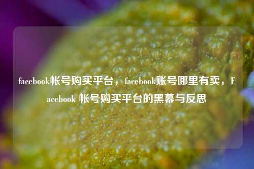 facebook帐号购买平台，facebook账号哪里有卖，Facebook 帐号购买平台的黑幕与反思