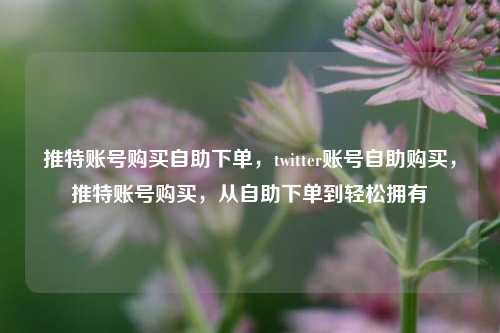 推特账号购买自助下单，twitter账号自助购买，推特账号购买，从自助下单到轻松拥有