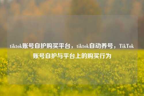 tiktok账号自护购买平台，tiktok自动养号，TikTok账号自护与平台上的购买行为